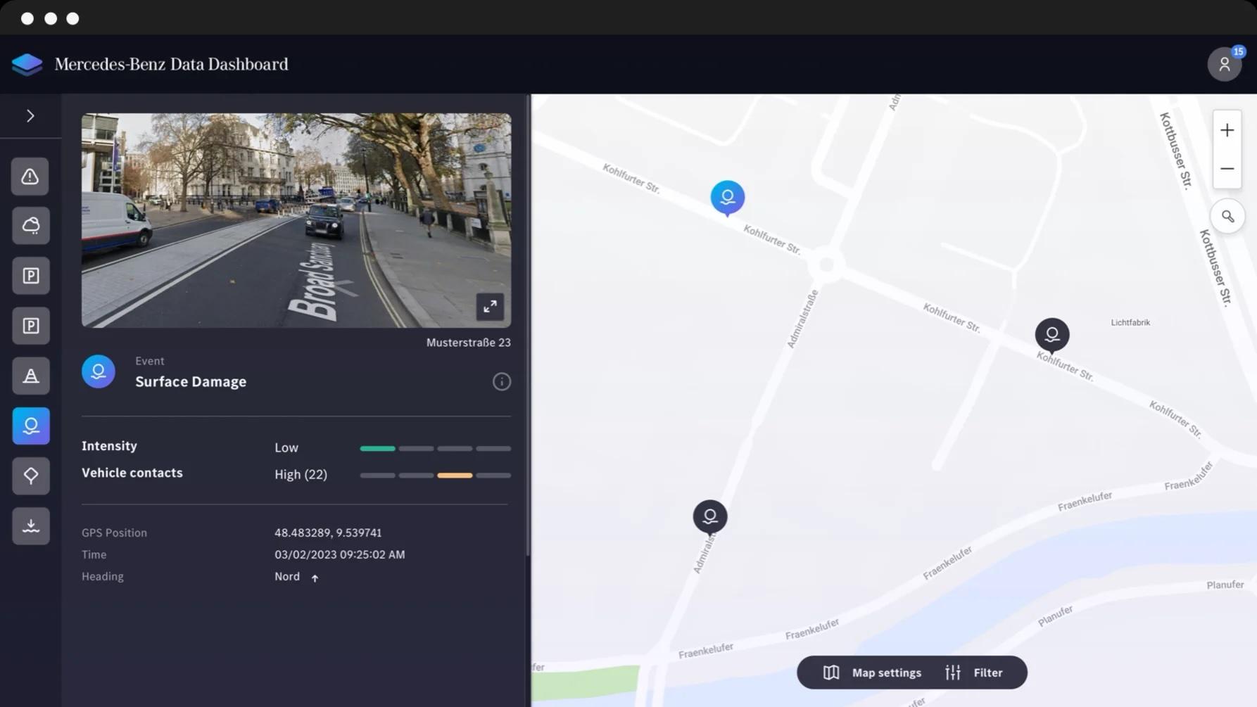 View road events in your region on your digital dashboard. Both at a glance and with detailed information on each event.