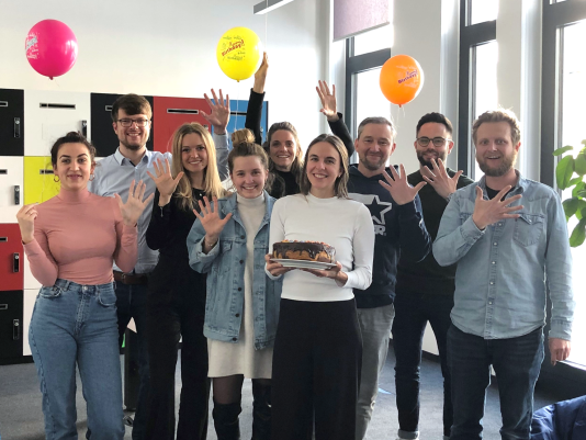 Employees celebrating birthday