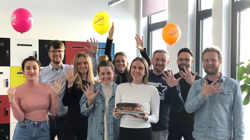 Employees celebrating birthday